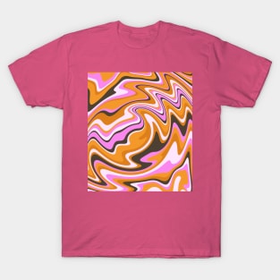 Colorful Liquid warp Abstract Swirl - Pink and Orange T-Shirt